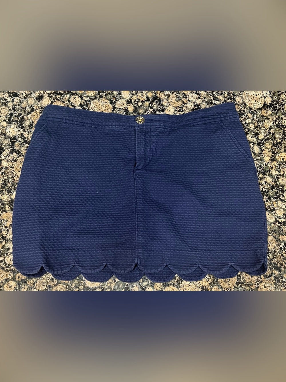 Lilly Pulitzer Navy Scalloped Hem Woven Skort